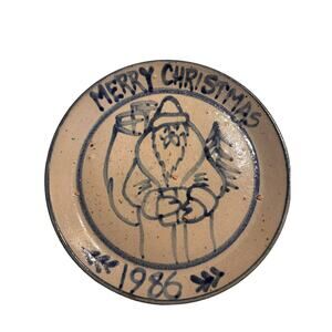 1986 Beaumont Pottery Maine Merry Christmas Santa Plate